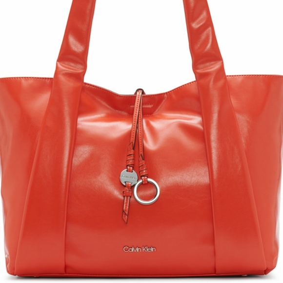 Calvien Klein Tote Beautiful Orange Fall Tote CK Tote Shoulder Hobo - Picture 7 of 16